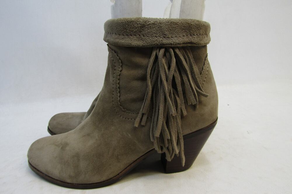 Sam Edelman Womens Size 7.5 M Brown Suede Fringe Zip Ankle Fashion Boots Bootie